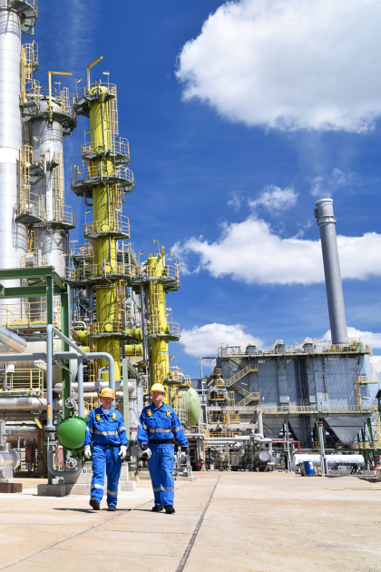 two workers at power plant