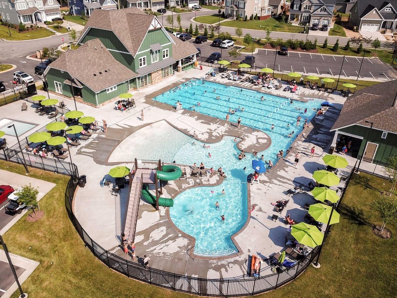 The Rountrey pool and splash area in summer