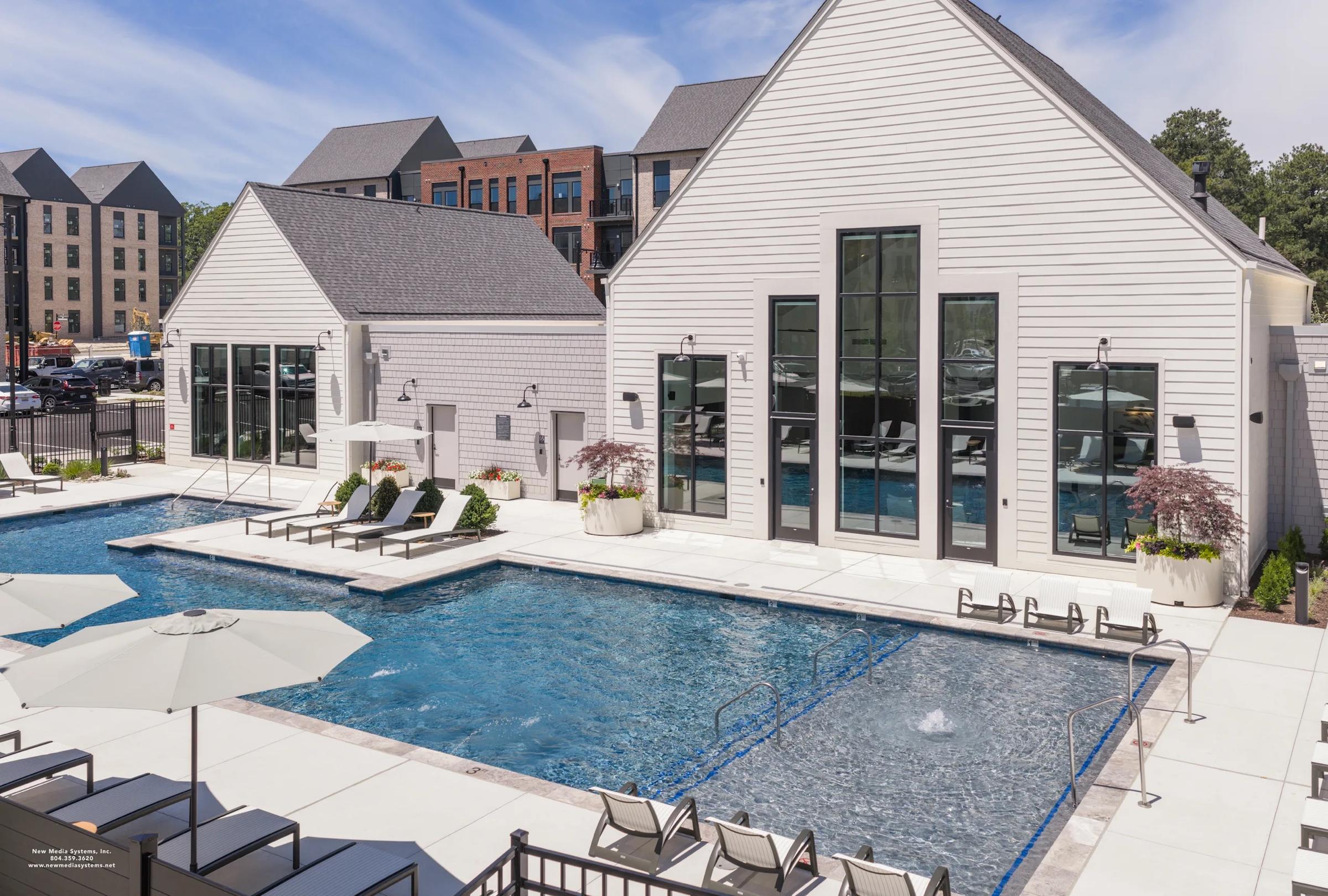 The pool and clubhouse at Wrighthaven Square